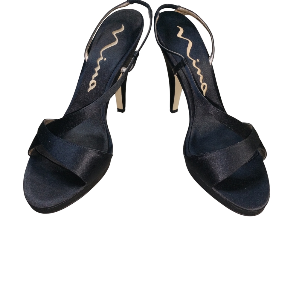 Nina Black Strappy Women's Heels